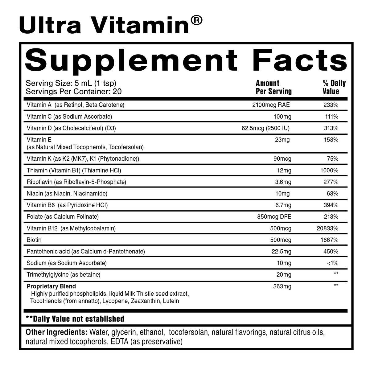 Liposomal Ultra Vitamin 100ml Multivitamin